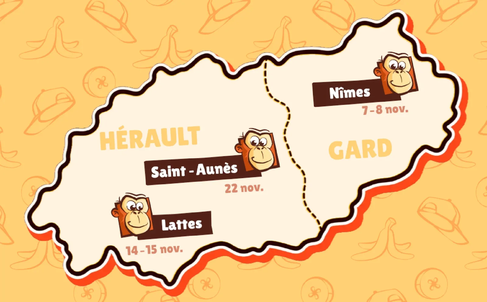 Carte de nos festivals de novembre dans le Gard et l&rsquo;Hérault : Nîmes, Lattes et Saint-Aunès